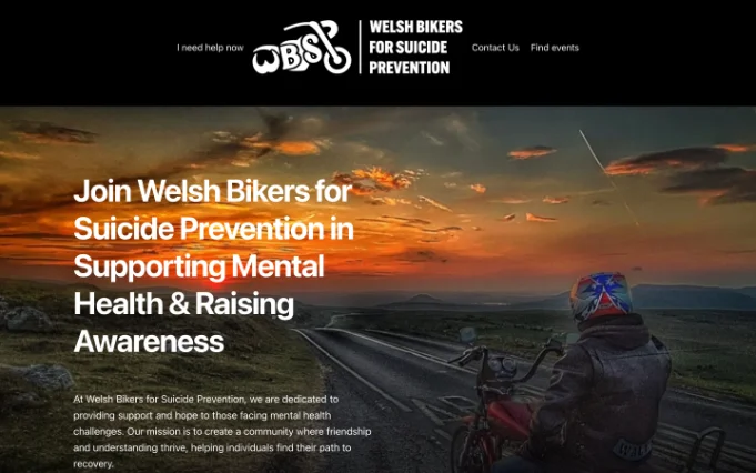 Welsh Bikers for Suicide Prevention website header